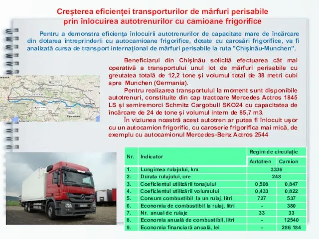 Creșterea eficienței transporturilor de mărfuri perisabile prin înlocuirea autotrenurilor cu camioane