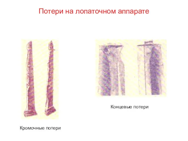 Потери на лопаточном аппарате Кромочные потери Концевые потери