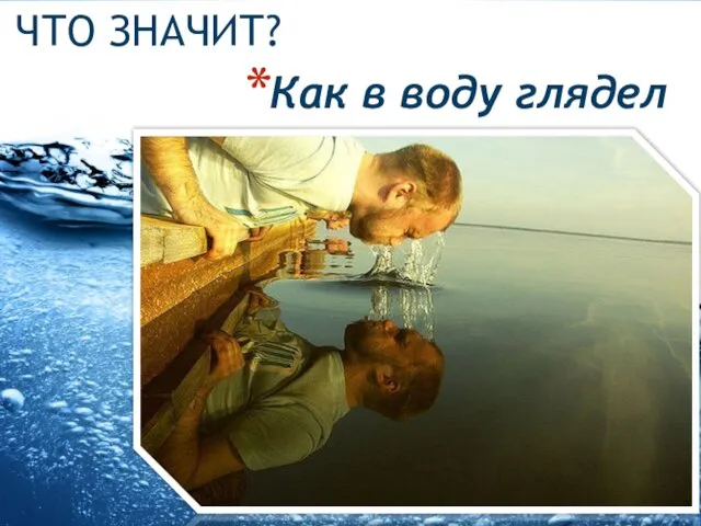 Как в воду глядел ЧТО ЗНАЧИТ?