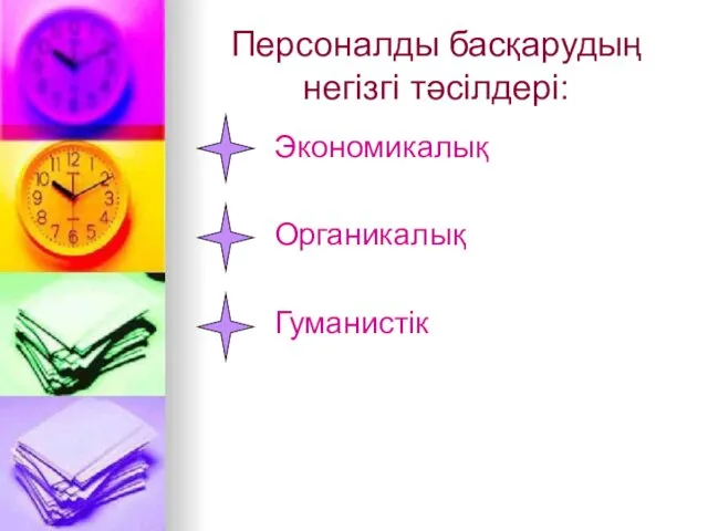 Персоналды басқарудың негізгі тәсілдері: Экономикалық Органикалық Гуманистік