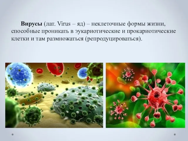 Вирусы (лат. Virus – яд) – неклеточные формы жизни, способные проникать