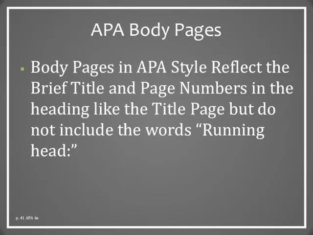 APA Body Pages Body Pages in APA Style Reflect the Brief