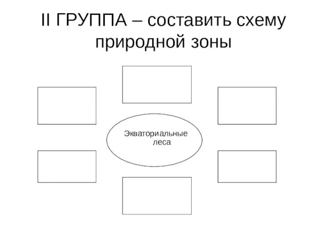 II ГРУППА – составить схему природной зоны Экваториальные леса