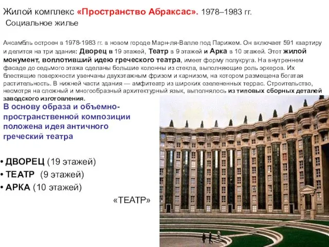 Жилой комплекс «Пространство Абраксас». 1978–1983 гг. Социальное жилье Ансамбль остроен в