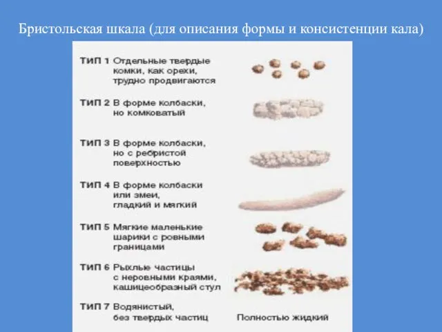 Бристольская шкала (для описания формы и консистенции кала)