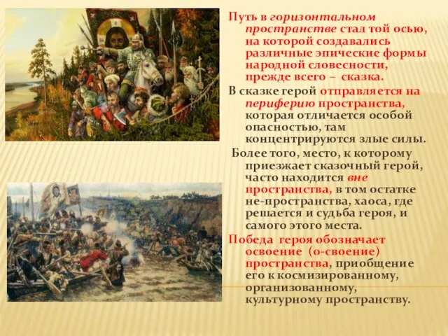 Путь в горизонтальном пространстве стал той осью, на которой создавались различные