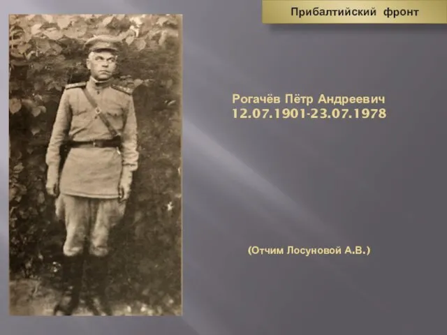 Рогачёв Пётр Андреевич 12.07.1901-23.07.1978 (Отчим Лосуновой А.В.) Прибалтийский фронт