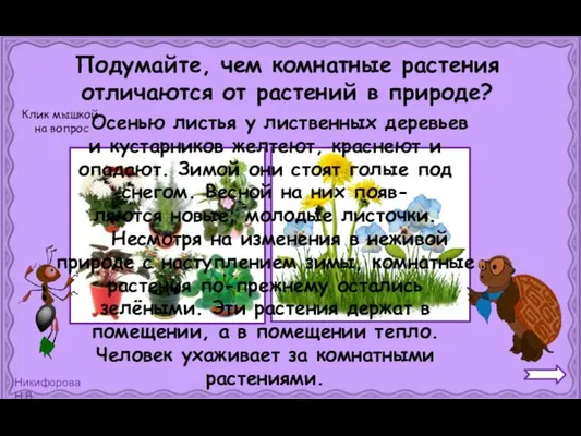 Подумайте, чем комнатные растения отличаются от растений в природе? Осенью листья