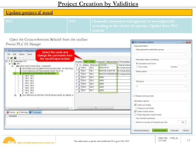 Update project if need Project Creation by Validities ? Open the