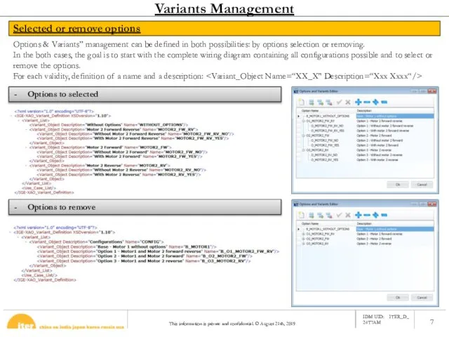 Selected or remove options Variants Management Options & Variants” management can