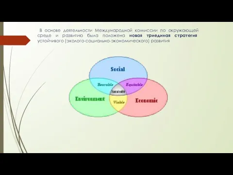 В основе деятельности Международной комиссии по окружающей среде и развитию была