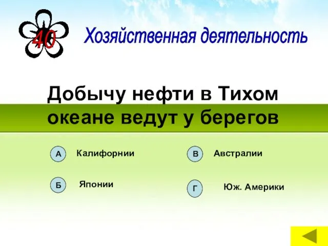 Добычу нефти в Тихом океане ведут у берегов Хозяйственная деятельность