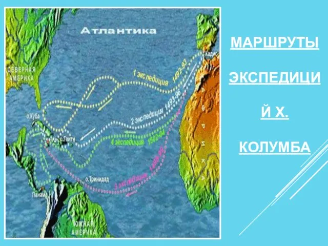 МАРШРУТЫ ЭКСПЕДИЦИЙ Х. КОЛУМБА