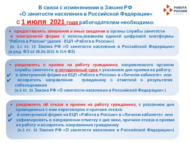 предоставлять заявления и иные сведения в органы службы занятости в электронной