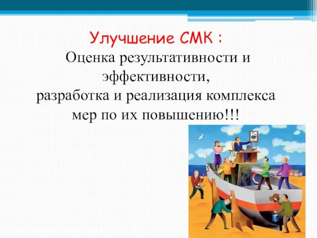 Улучшение СМК : Оценка результативности и эффективности, разработка и реализация комплекса мер по их повышению!!!