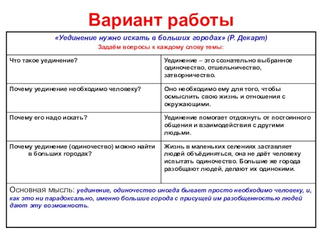 Вариант работы