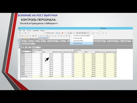 ВЛИЯНИЕ НА РОСТ ВЫРУЧКИ КОНТРОЛЬ ПЕРСОНАЛА: Оплата аттракциона «Лабиринт»