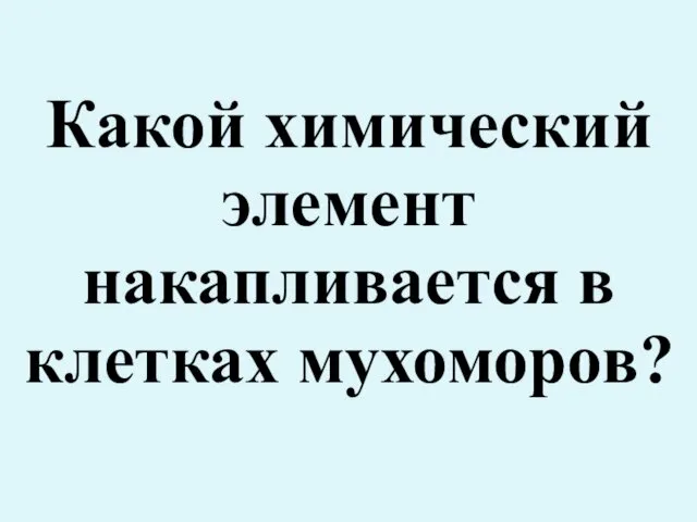 Какой химический элемент накапливается в клетках мухоморов?