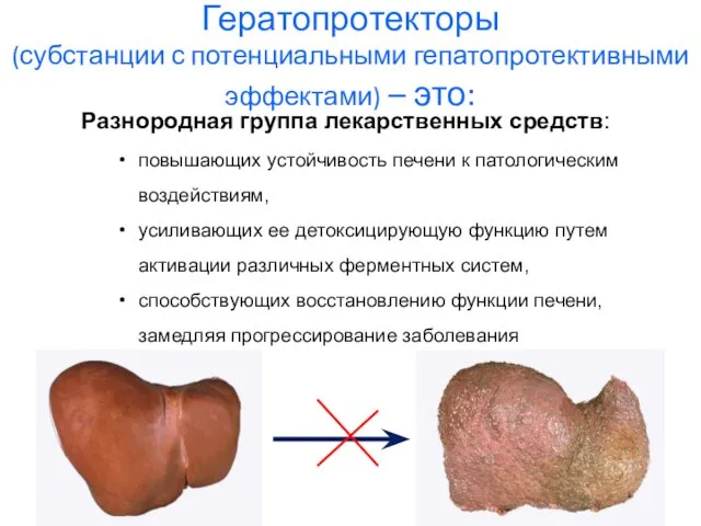 Гератопротекторы (субстанции с потенциальными гепатопротективными эффектами) – это: Разнородная группа лекарственных