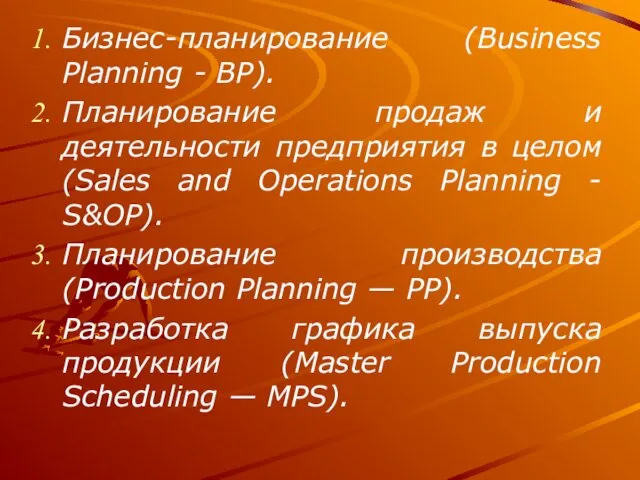Бизнес-планирование (Business Planning - ВР). Планирование продаж и деятельности предприятия в