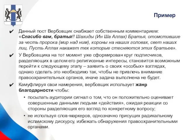 Данный пост Вербовщик снабжает собственным комментарием: «Спасибо вам, братья!! Шахиды (Ин