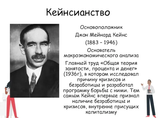 Кейнсианство Основоположник Джон Мейнард Кейнс (1883 – 1946) Основатель макроэкономического анализа
