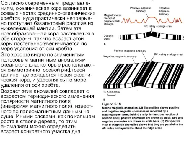 Согласно современным представле-ниям, океаническая кора возникает в осевых частях срединно-океанических хребтов,