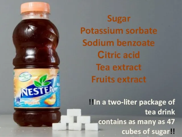 !!In a two-liter package of tea drink contains as many as