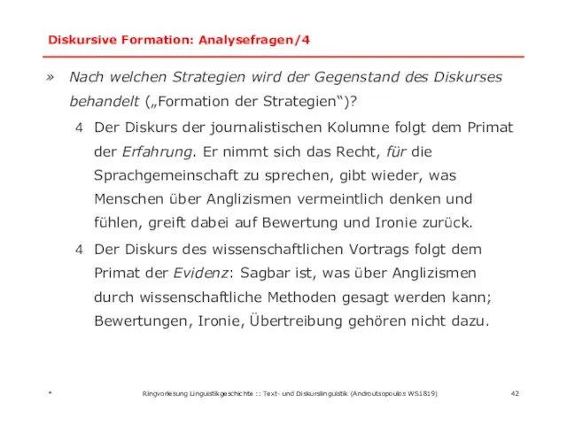 Diskursive Formation: Analysefragen/4 Nach welchen Strategien wird der Gegenstand des Diskurses