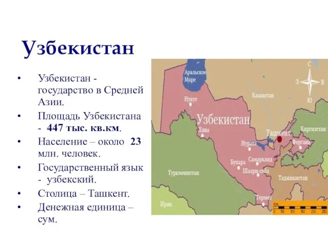 Узбекистан - государство в Средней Азии. Площадь Узбекистана - 447 тыс.