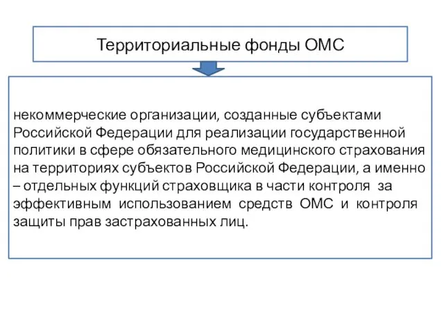 Территориальные фонды ОМС некоммерческие организации, созданные субъектами Российской Федерации для реализации