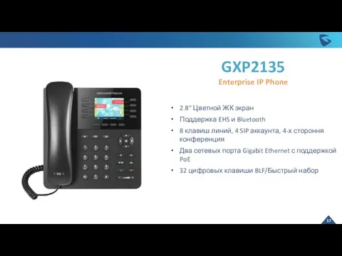 GXP2135 Enterprise IP Phone 2.8” Цветной ЖК экран Поддержка EHS и