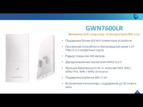 GWN7600LR Внешняя WiFi Long-range точка доступа 802.11ac Поддержка более 450 WiFi