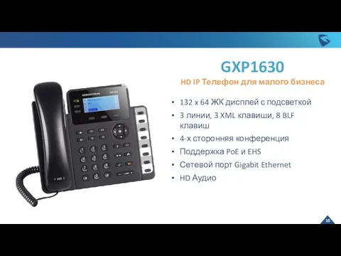 GXP1630 HD IP Телефон для малого бизнеса 132 x 64 ЖК