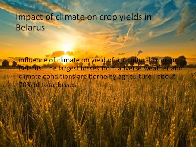 Impact of climate on crop yields in Belarus influence of climate