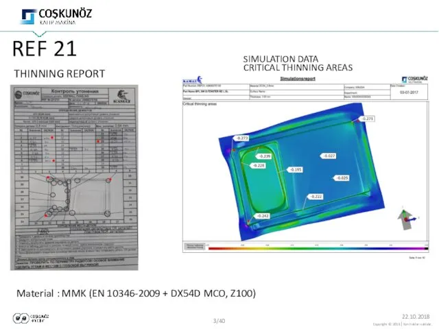 REF 21 SIMULATION DATA CRITICAL THINNING AREAS THINNING REPORT Material :