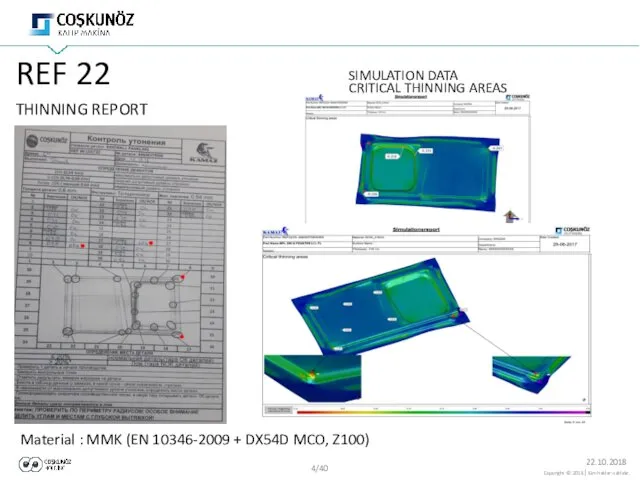 REF 22 THINNING REPORT SIMULATION DATA CRITICAL THINNING AREAS Material :