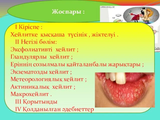 Жоспары : І Кіріспе : Хейлитке қысқаша түсінік , жіктелуі .