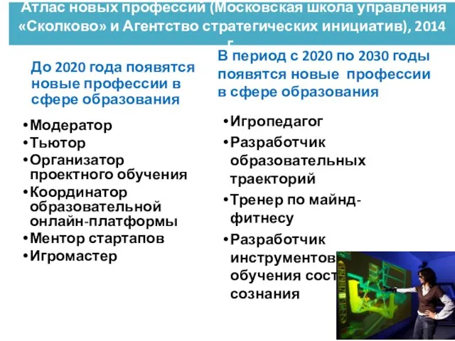 До 2020 года появятся новые профессии в сфере образования Модератор Тьютор