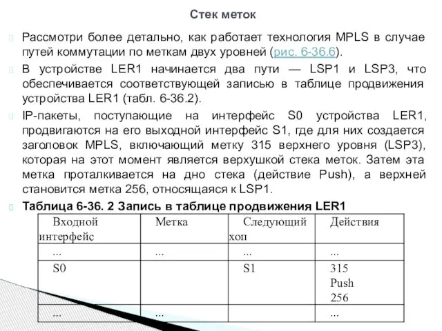 Рассмотри более детально, как работает технология MPLS в случае путей коммутации