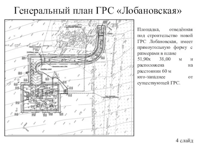 Генеральный план ГРС «Лобановская» 4 слайд Площадка, отведённая под строительство новой