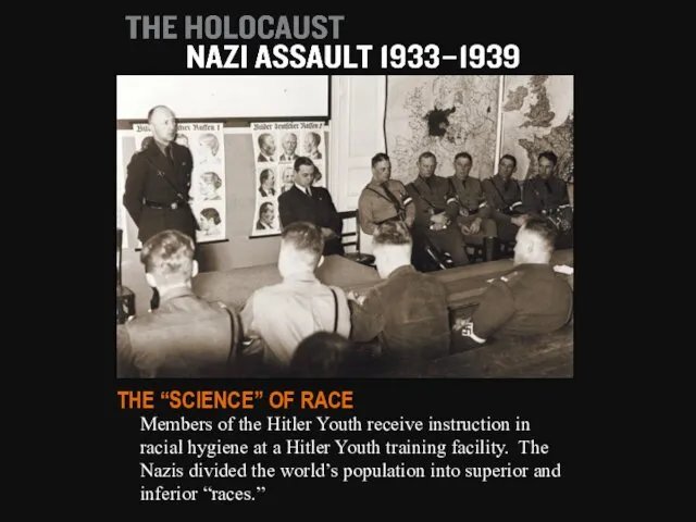 Members of the Hitler Youth receive instruction in racial hygiene at