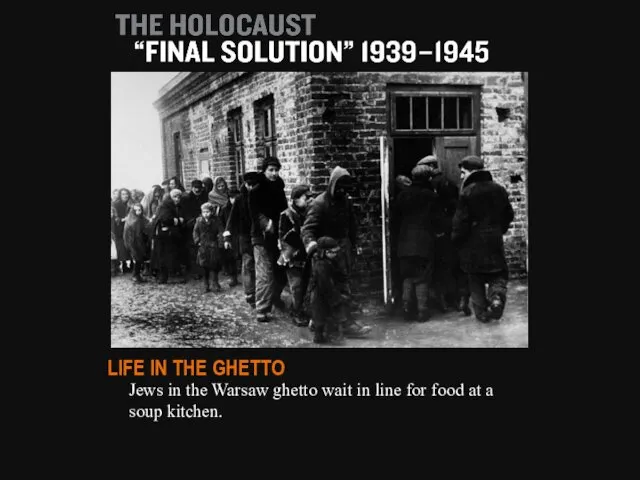 Jews in the Warsaw ghetto wait in line for food at