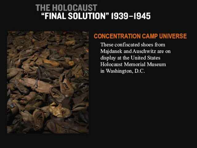 These confiscated shoes from Majdanek and Auschwitz are on display at