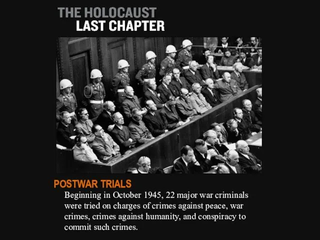 Beginning in October 1945, 22 major war criminals were tried on