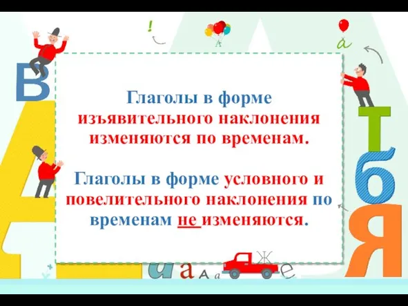 Глаголы в форме изъявительного наклонения изменяются по временам. Глаголы в форме