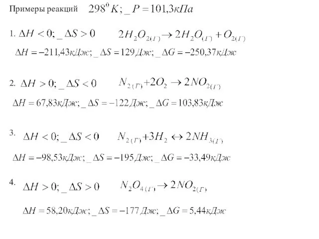 Примеры реакций 1. 2. 3. 4.
