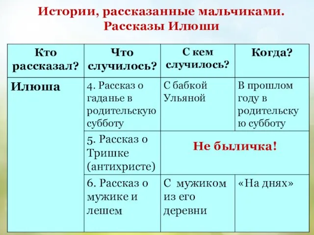 Истории, рассказанные мальчиками. Рассказы Илюши