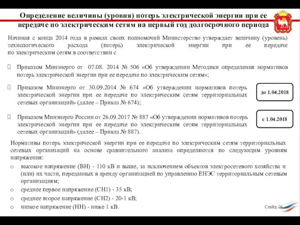 Определение величины (уровня) потерь электрической энергии при ее передаче по электрическим