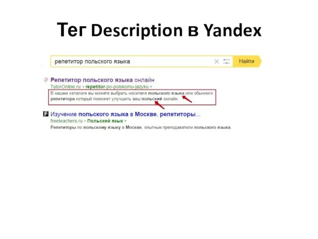 Тег Description в Yandex